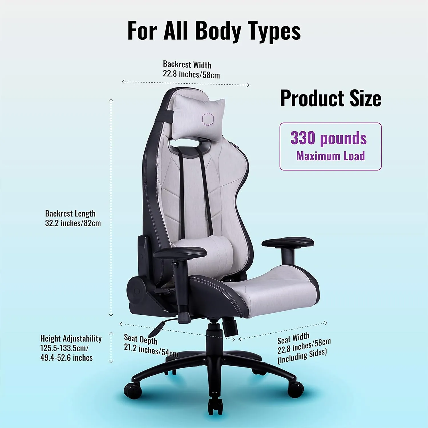 Cooler Master Caliber R2C Gaming Chair High Back Office Computer Game Chair, PU Leather Reclining Ergonomic Backrest, Headrest, Seat Height and Armrest Adjustment with Lumbar Support