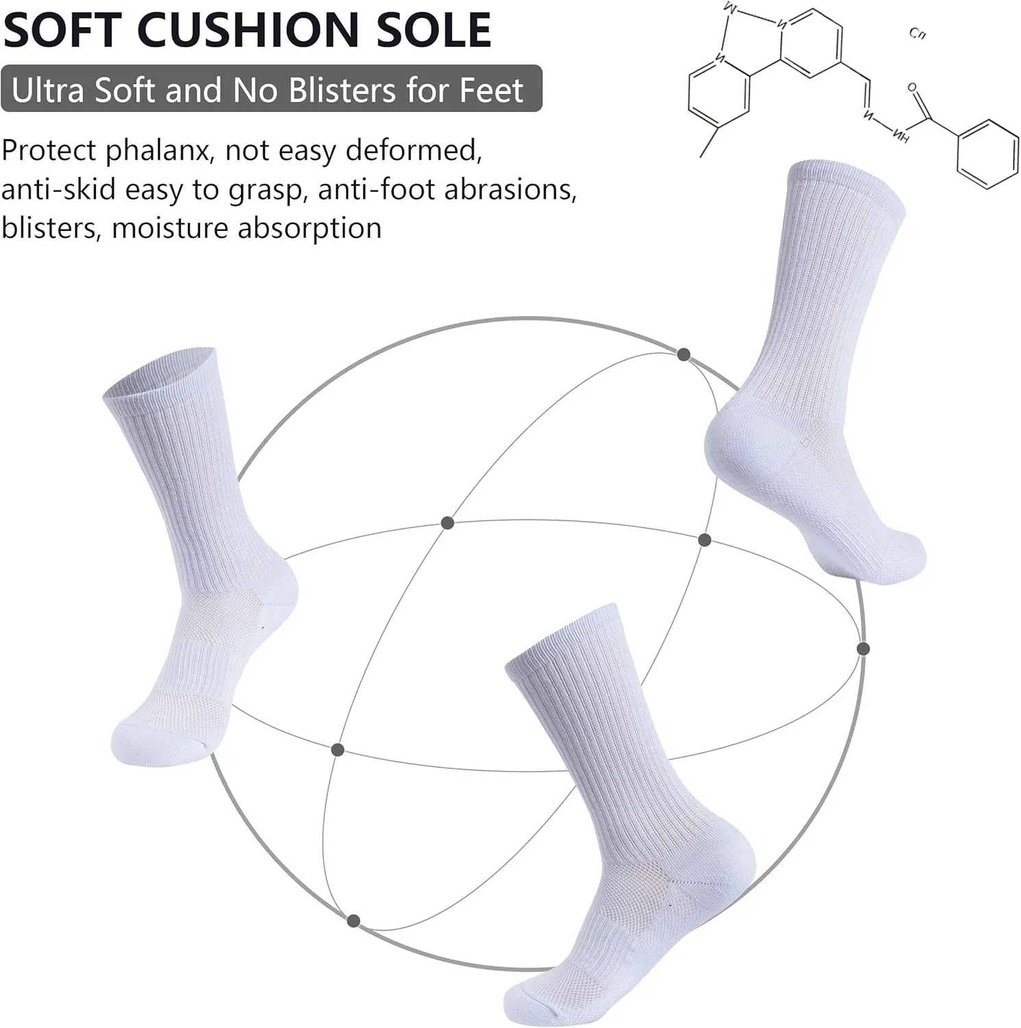 Copper Running Socks, Unisex Ankle Crew Moisture Wicking Anti Smell Sport Trekking Hiking Cushion Socks