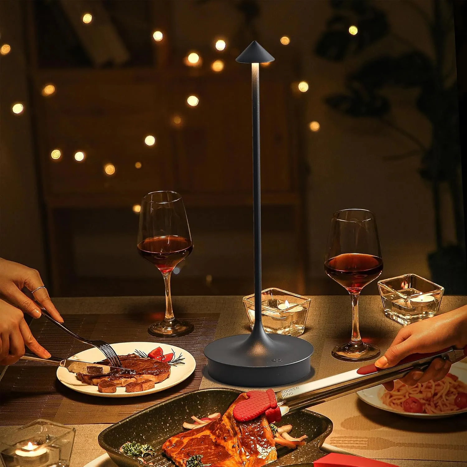 Cordless Table Lamps Rechargeable, LED Desk Lamp 4000mAh Battery Operated Outdoor Waterproof Portable Touch Dimmable Table Light for Patio/Restaurant/Bar/Indoor (Black-2PC)