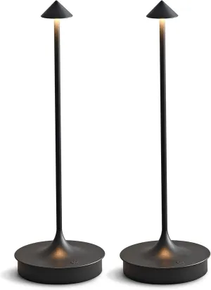 Cordless Table Lamps Rechargeable, LED Desk Lamp 4000mAh Battery Operated Outdoor Waterproof Portable Touch Dimmable Table Light for Patio/Restaurant/Bar/Indoor (Black-2PC)