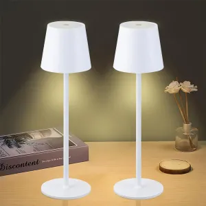 Cordless Table Lamps USB Rechargeable Lamp Simplicity Desk Lamp Built-in 4600 mAh Battery LED Battery Operated lamp with Touch Control Table lamp - Bedroom/Desk/Reading/Patio(2Pack-White)