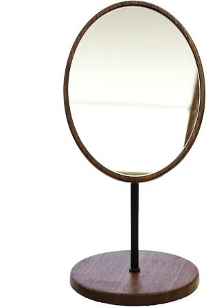 Cosmetic Mirror, Solid Wood Makeup Mirror, Desktop Home Retro Dressing Table Mirror, Large Rotatable Dressing Mirror