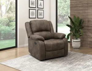 Cozy Modern Reclining Chair for Relaxation, Plush Comfort with Pillowtop Arms, Your Living Room Décor, Brown