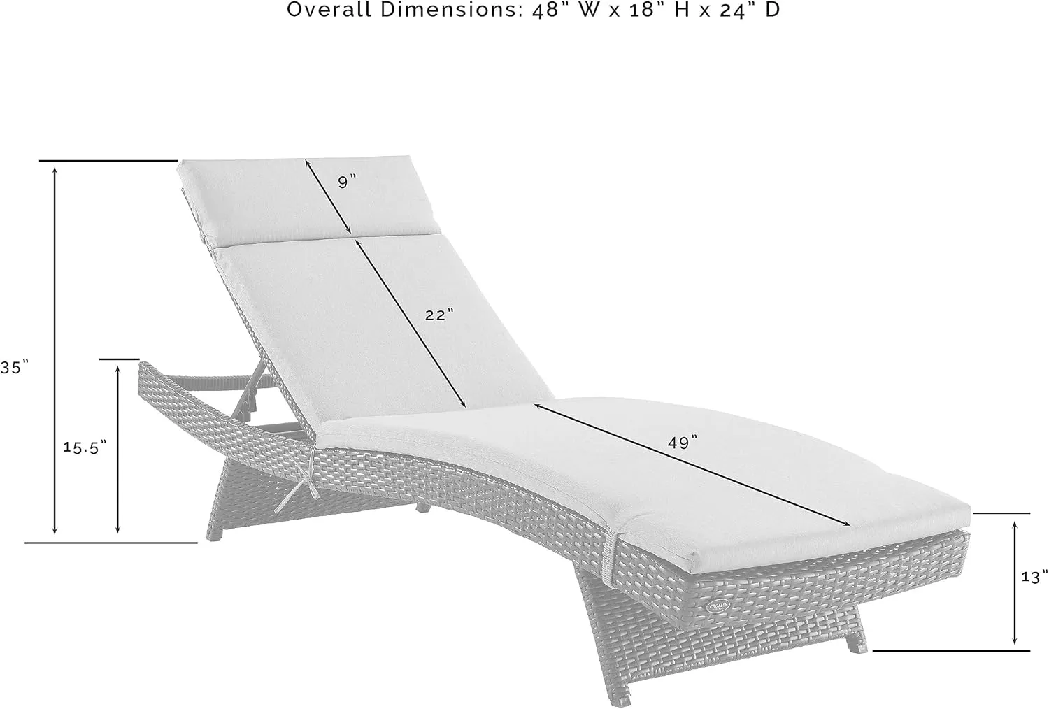 Crosley Furniture Biscayne Reclining Wicker Outdoor Chaise Lounge Chair for Patio, Deck, Backyard, Poolside, Mocha