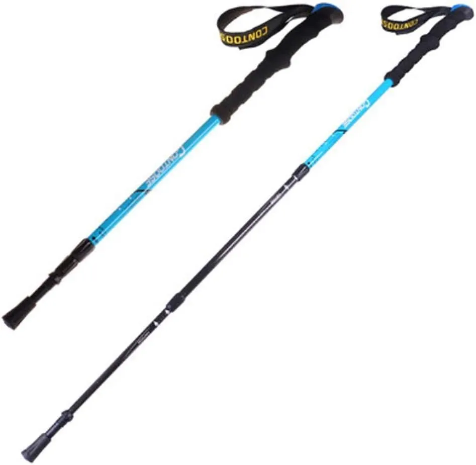 Crutch Trekking Poles Walking Anti Shock Sticks Carbon Super Light Three Sections Telescopic Sticks Travel Equipment (Color : Blue)