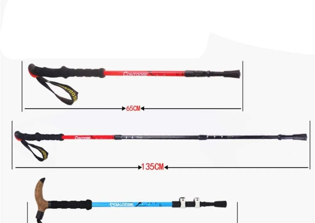 Crutch Trekking Poles Walking Anti Shock Sticks Carbon Super Light Three Sections Telescopic Sticks Travel Equipment (Color : Blue)