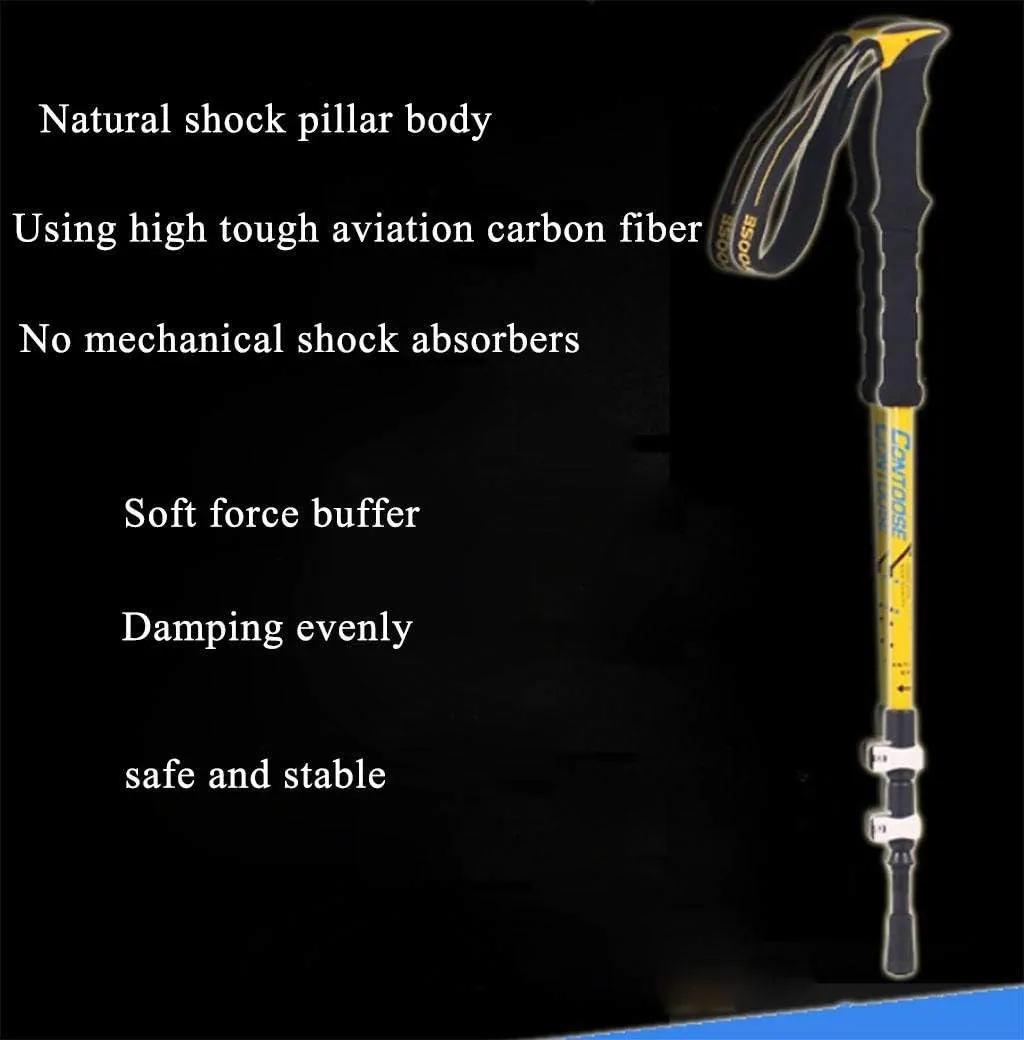 Crutch Trekking Poles Walking Anti Shock Sticks Carbon Super Light Three Sections Telescopic Sticks Travel Equipment (Color : Blue)