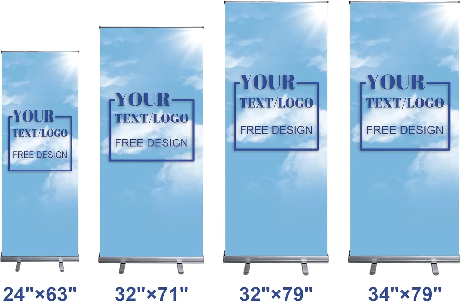 Customize Retractable Banner Stand for Business - 24" X 63" to 34" X 79",Portable Adjustable Banner with Travel Bag,Banners and Signs for Trade Show,Retail Display,Halloween,Birthday,Christmas