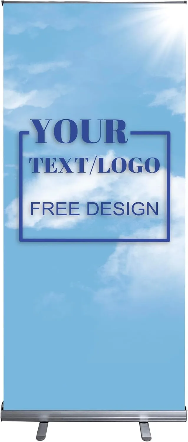 Customize Retractable Banner Stand for Business - 24" X 63" to 34" X 79",Portable Adjustable Banner with Travel Bag,Banners and Signs for Trade Show,Retail Display,Halloween,Birthday,Christmas