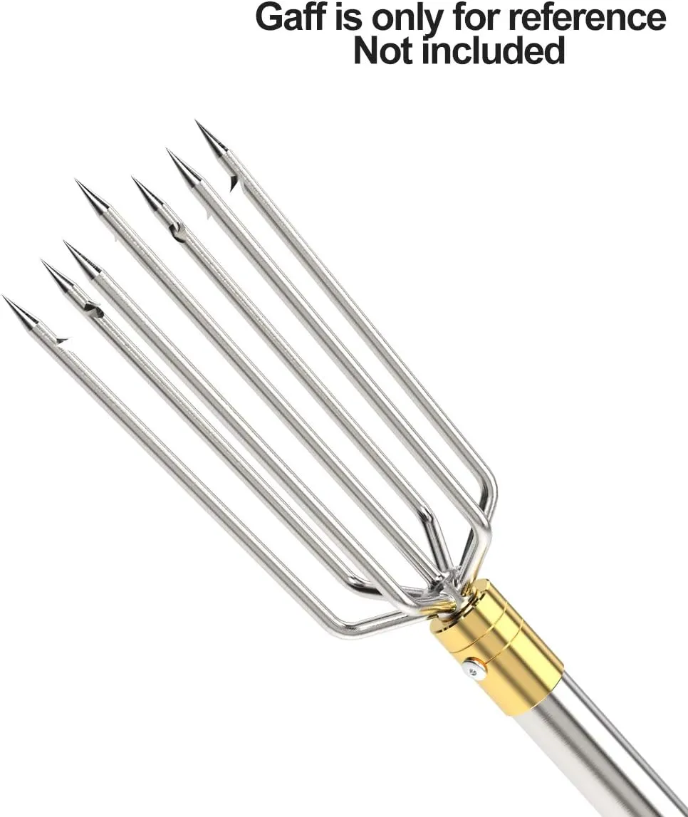 Cyfie Retractable Fishing Gaff, Stainless Steel Flounder Gig Frog Gig Gaff Pole, Muti-Size Telescopic Fishing Gaff with 8mm Screw, Capable for Gaff Harpoon Hook