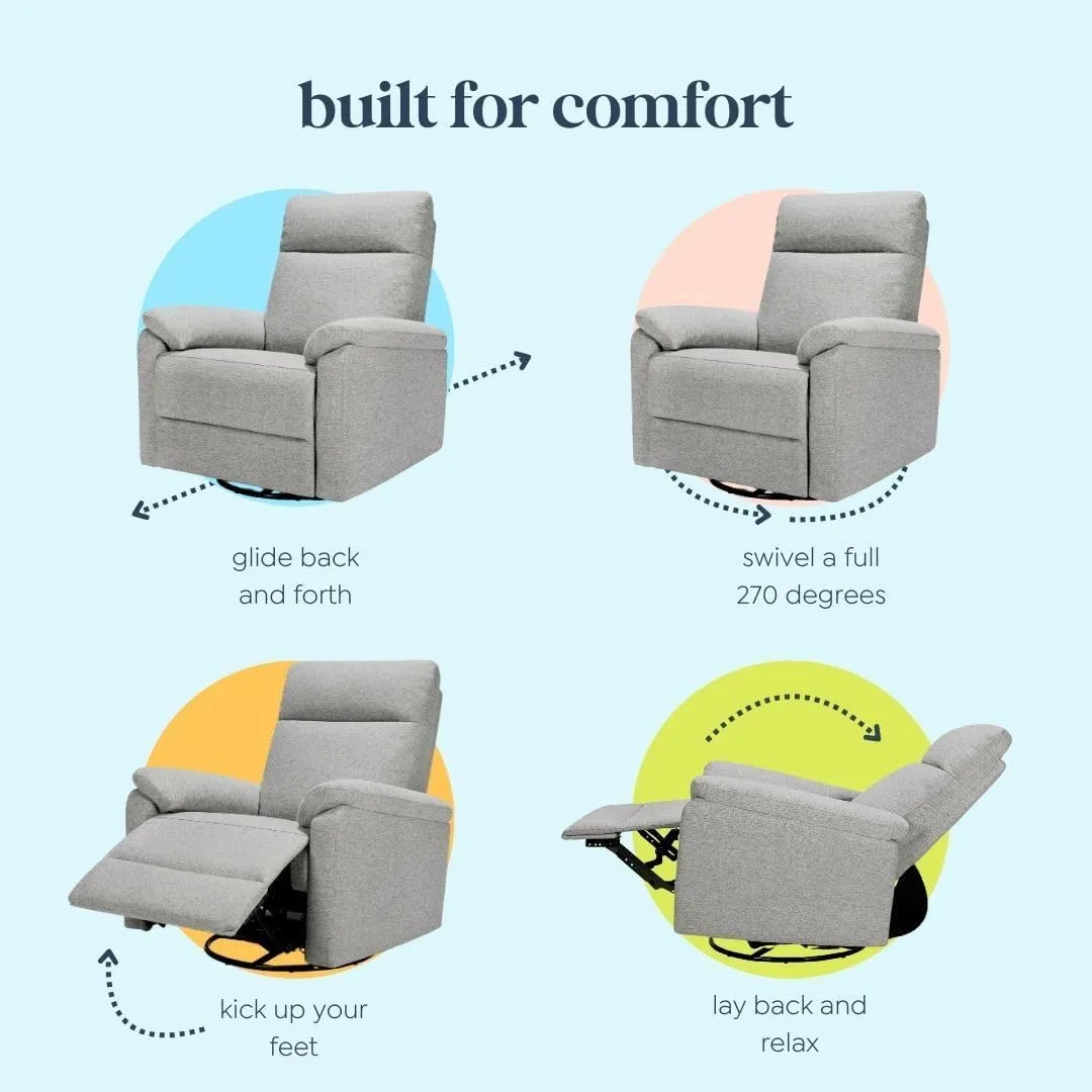 DaVinci Suzy Glider Recliner Nursery Chair - Glider Rocking Chair for Nursery and Living Room - GREENGUARD Gold, FSC & Certi-PUR US Certified - 360° Swivel Rocker Recliner Chair (Frost Grey)