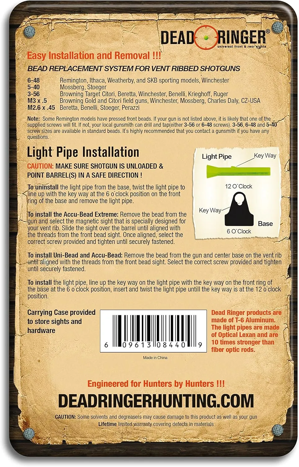 Dead Ringer Bead Shotgun Sight | Universal Low-Profile Front Sight | Fits All Ribbed Shotguns