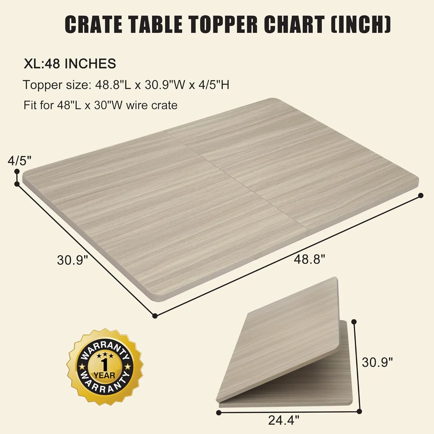 Deblue Dog Crate Topper, Crate Topper for 48in Wire Dog Cages, Wooden Dog Kennel Table Top for Large Dog, Foldable, Portable, Morden-(48 in Only Topper)