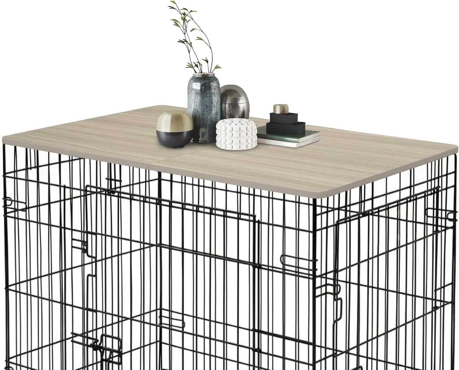 Deblue Dog Crate Topper, Crate Topper for 48in Wire Dog Cages, Wooden Dog Kennel Table Top for Large Dog, Foldable, Portable, Morden-(48 in Only Topper)