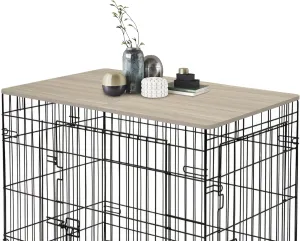 Deblue Dog Crate Topper, Crate Topper for 48in Wire Dog Cages, Wooden Dog Kennel Table Top for Large Dog, Foldable, Portable, Morden-(48 in Only Topper)