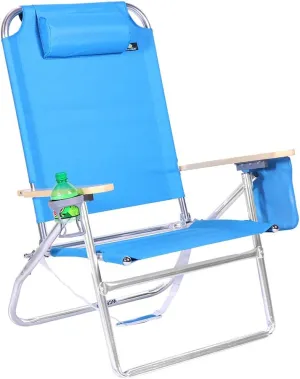 Deluxe XL Tall 13.5 Inches Mid-Height Seat Beach Chair for Adults Heavy Duty, Aluminum Frame, Wide Plus Size, 300 lb Capacity