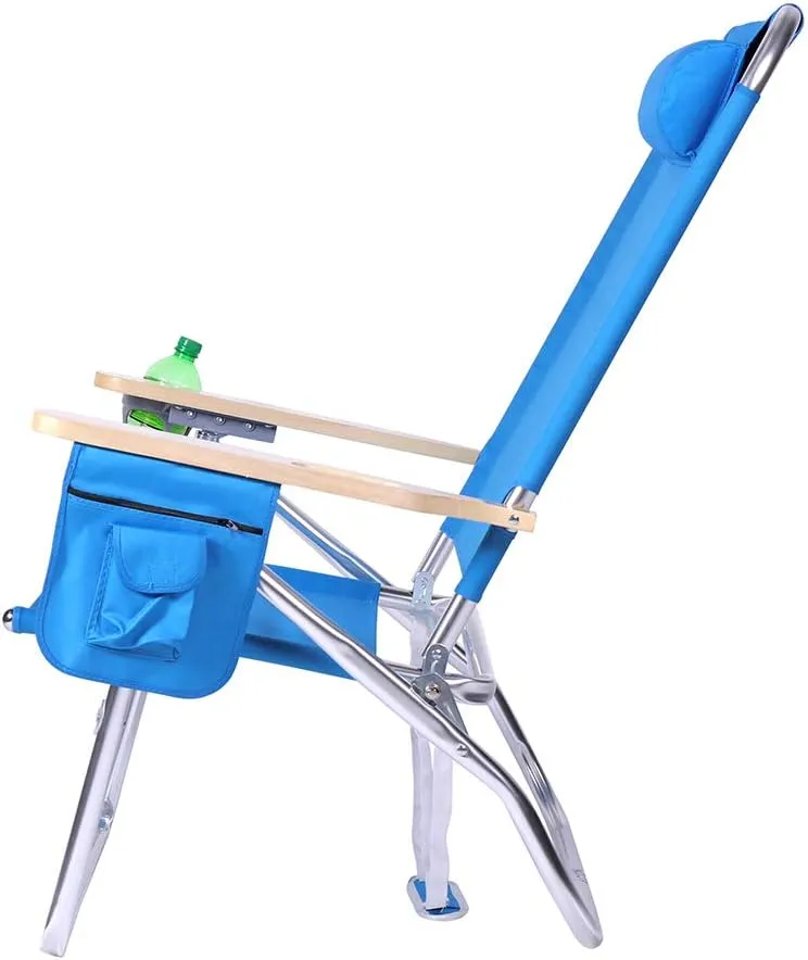 Deluxe XL Tall 13.5 Inches Mid-Height Seat Beach Chair for Adults Heavy Duty, Aluminum Frame, Wide Plus Size, 300 lb Capacity