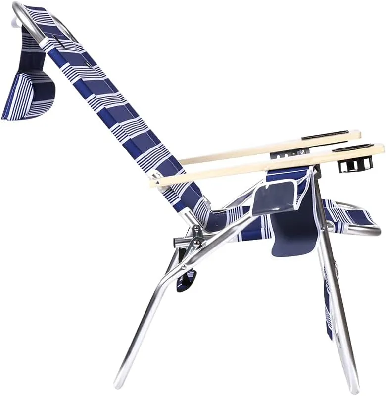 Deluxe XL Tall 17 Inches High Seat Beach Chair for Adults Heavy Duty, Aluminum Frame, Wide Plus Size, 300 lb Capacity