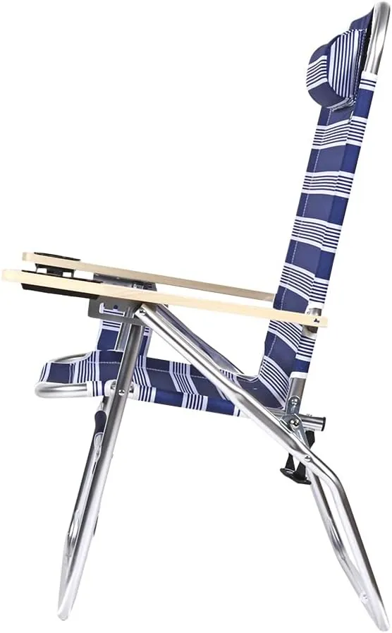 Deluxe XL Tall 17 Inches High Seat Beach Chair for Adults Heavy Duty, Aluminum Frame, Wide Plus Size, 300 lb Capacity