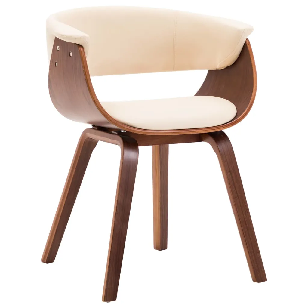 Dining Chair Kitchen Chair with Armrests Bent Wood and Faux Leather