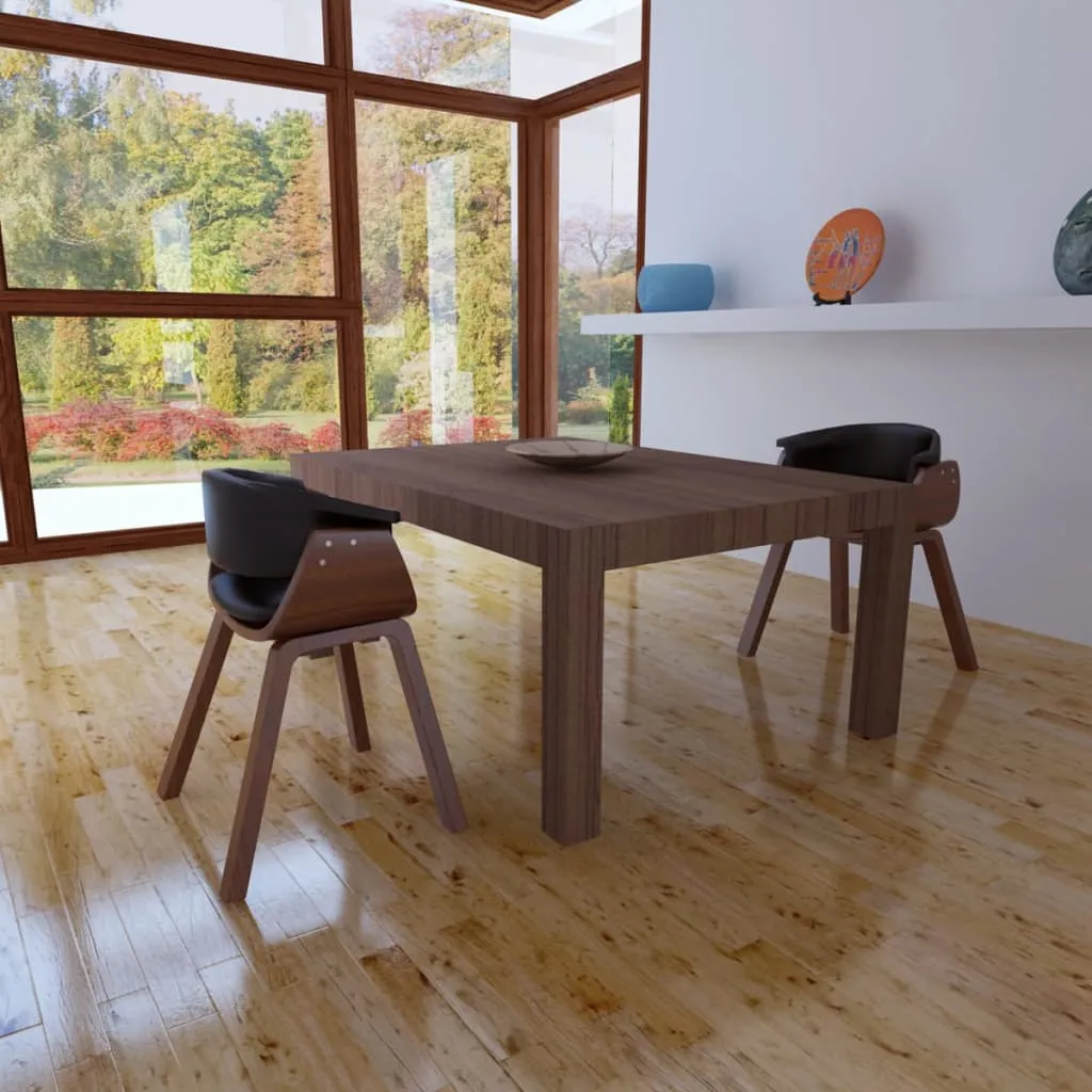 Dining Chair Kitchen Chair with Armrests Bent Wood and Faux Leather