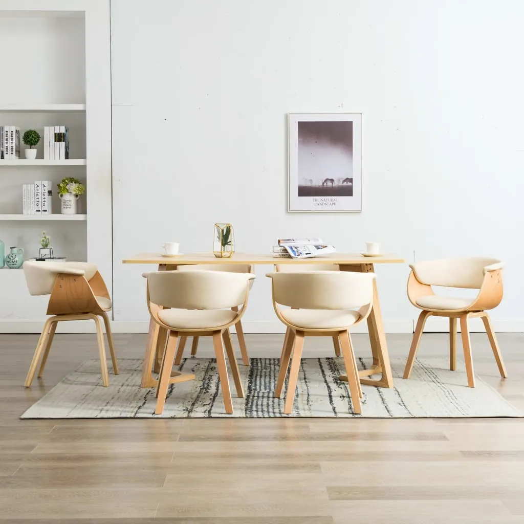 Dining Chair Kitchen Chair with Armrests Bent Wood and Faux Leather