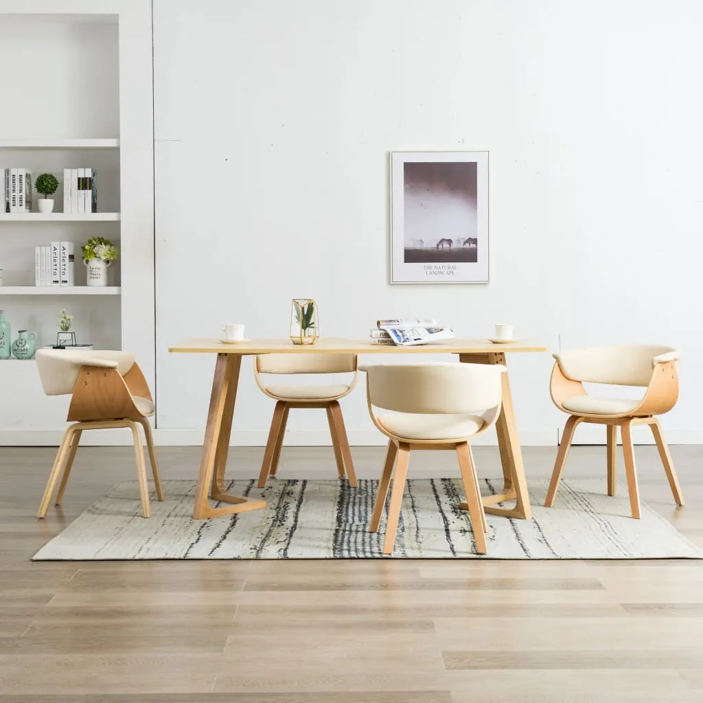 Dining Chair Kitchen Chair with Armrests Bent Wood and Faux Leather