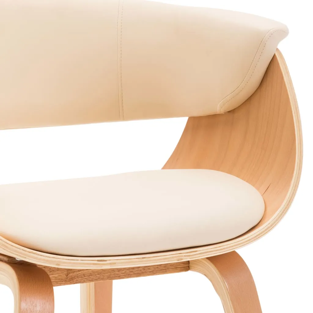Dining Chair Kitchen Chair with Armrests Bent Wood and Faux Leather