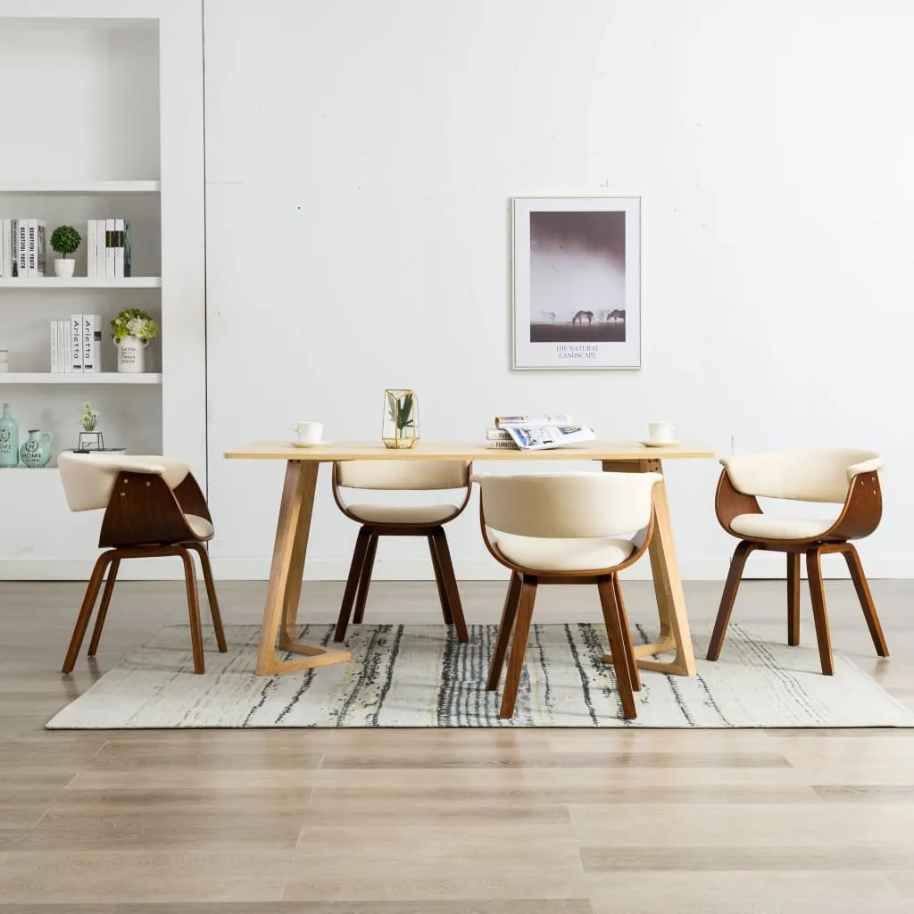 Dining Chair Kitchen Chair with Armrests Bent Wood and Faux Leather
