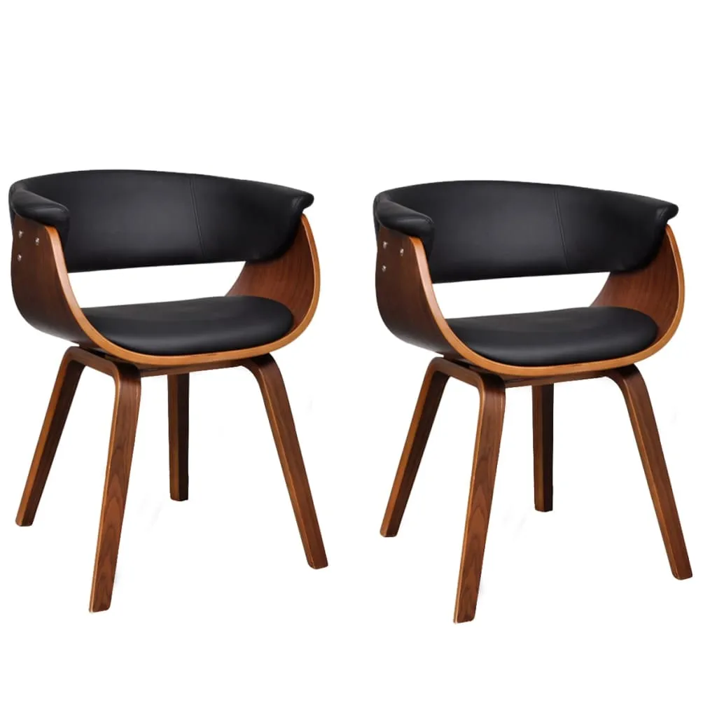 Dining Chair Kitchen Chair with Armrests Bent Wood and Faux Leather