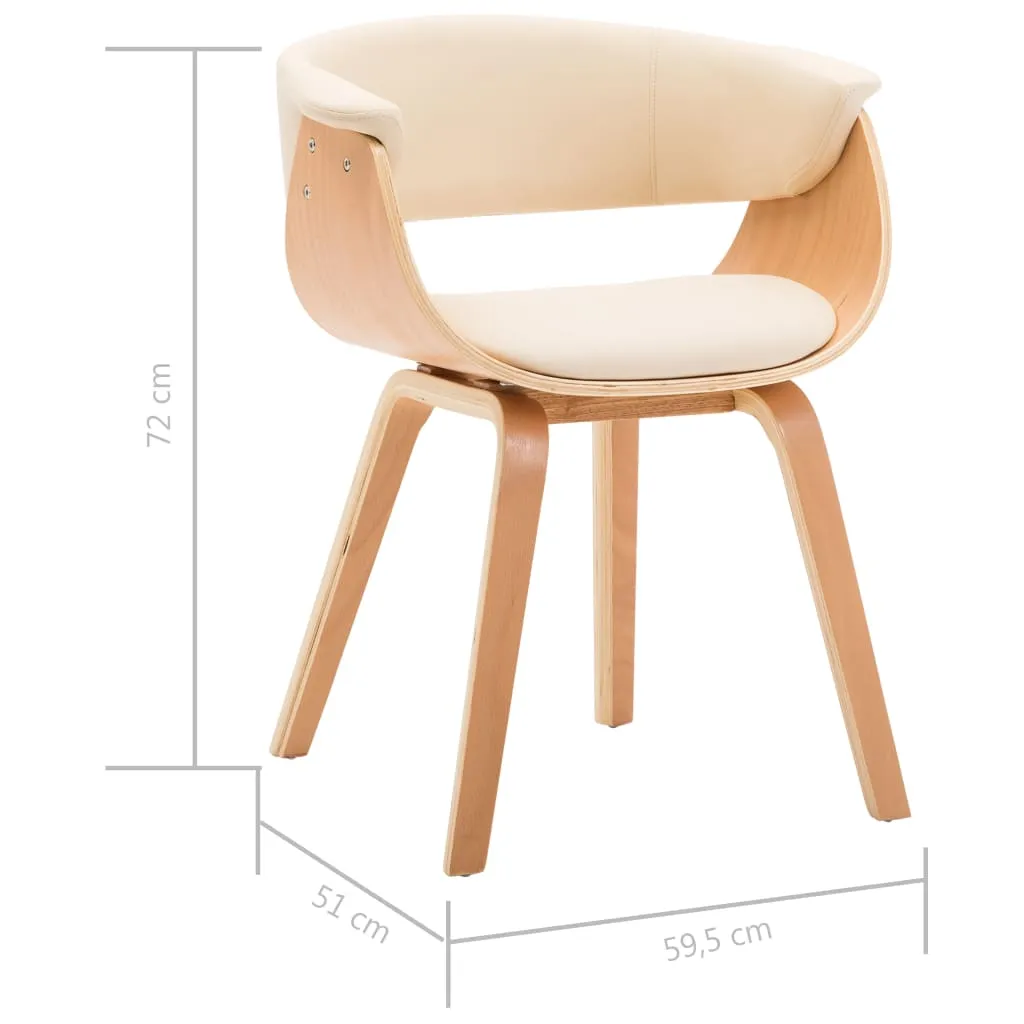 Dining Chair Kitchen Chair with Armrests Bent Wood and Faux Leather