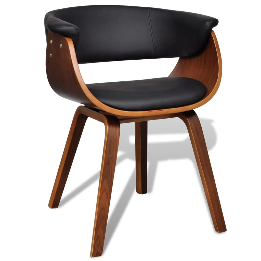 Dining Chair Kitchen Chair with Armrests Bent Wood and Faux Leather