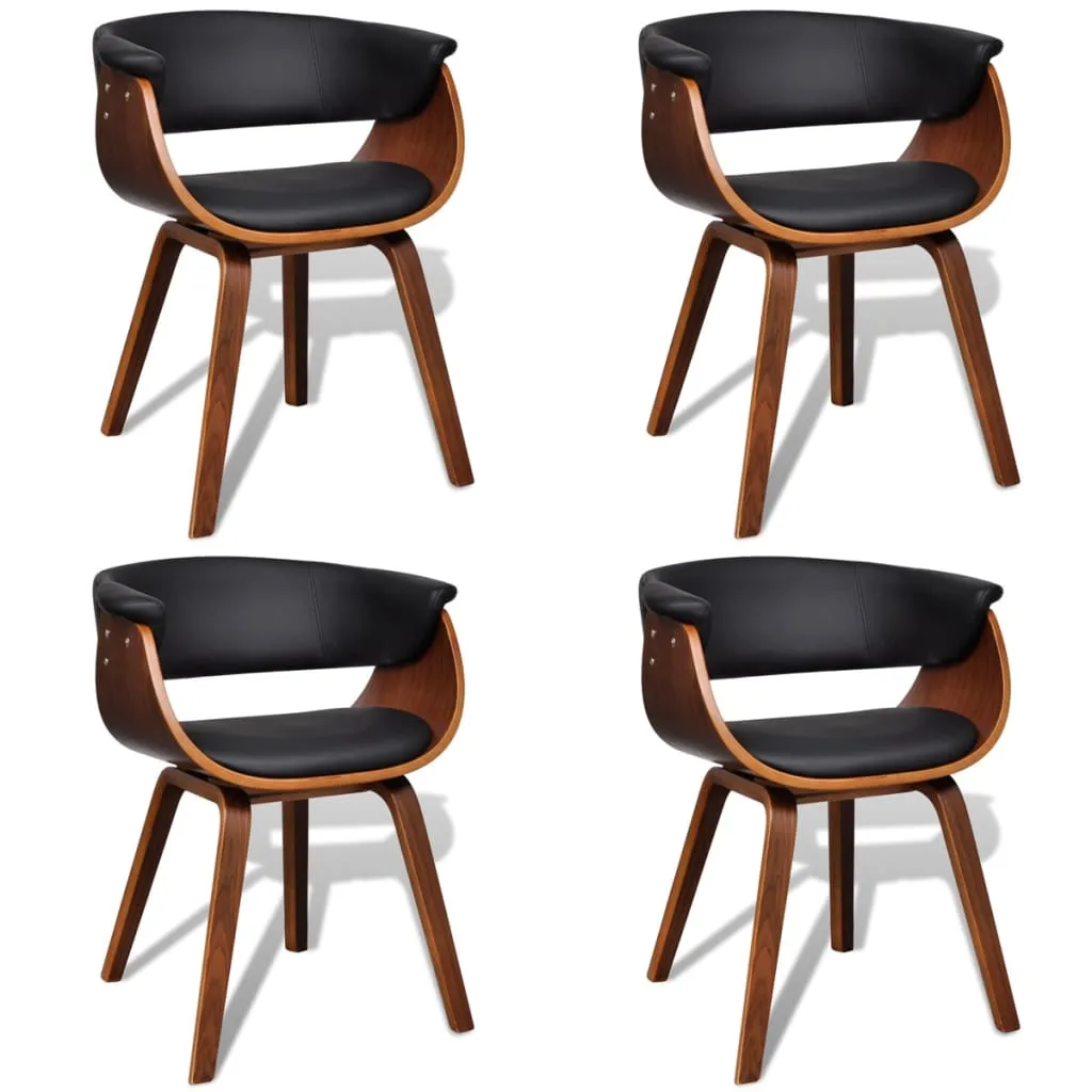Dining Chair Kitchen Chair with Armrests Bent Wood and Faux Leather