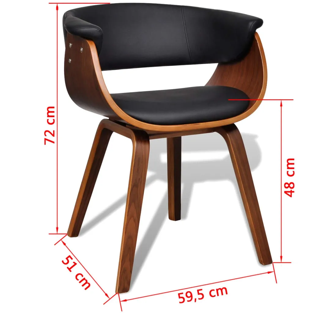Dining Chair Kitchen Chair with Armrests Bent Wood and Faux Leather