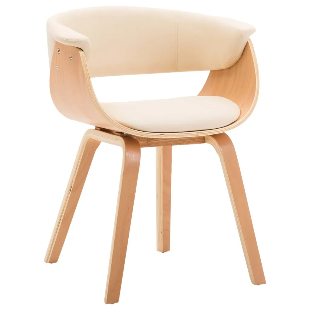 Dining Chair Kitchen Chair with Armrests Bent Wood and Faux Leather