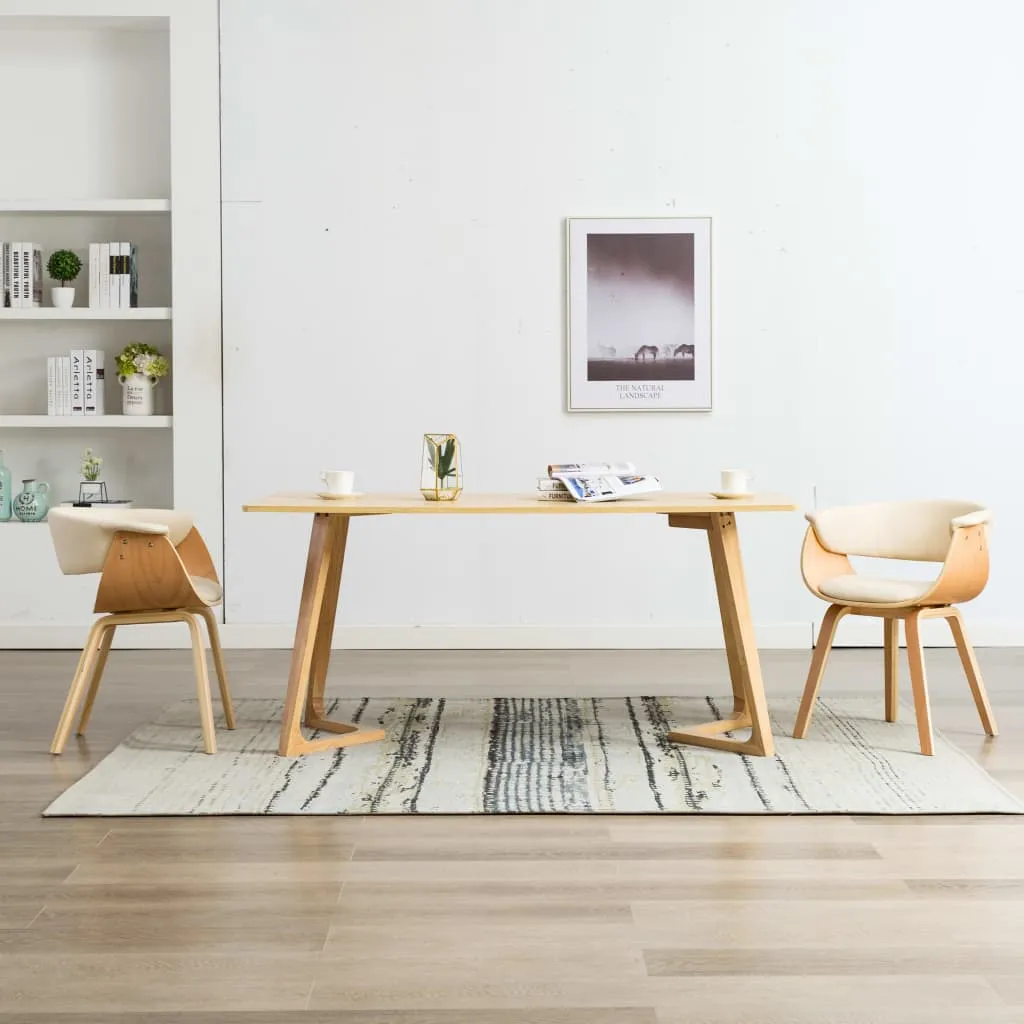 Dining Chair Kitchen Chair with Armrests Bent Wood and Faux Leather