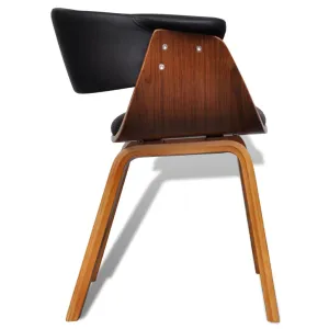 Dining Chair Kitchen Chair with Armrests Bent Wood and Faux Leather