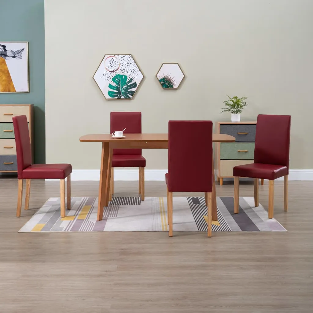 Dining Chairs Side Chair with Wooden Legs for Kitchen Faux Leather