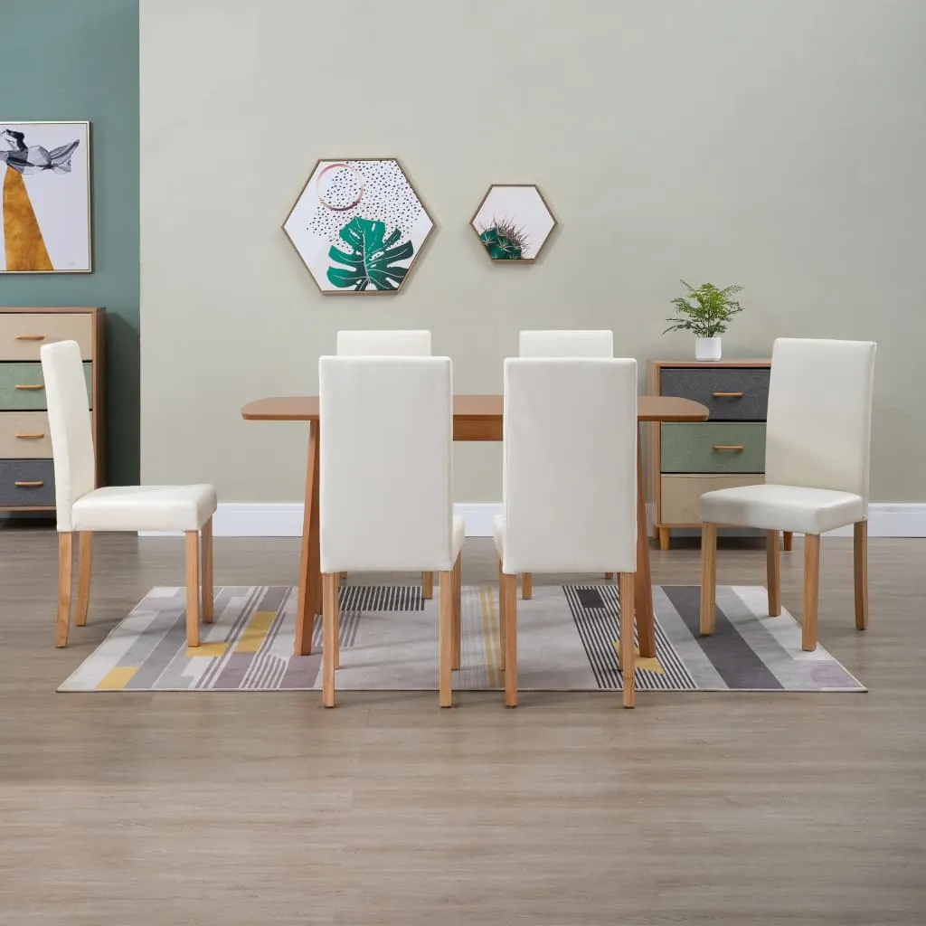 Dining Chairs Side Chair with Wooden Legs for Kitchen Faux Leather
