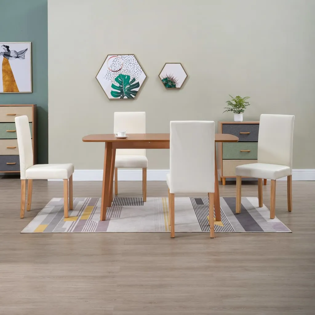 Dining Chairs Side Chair with Wooden Legs for Kitchen Faux Leather