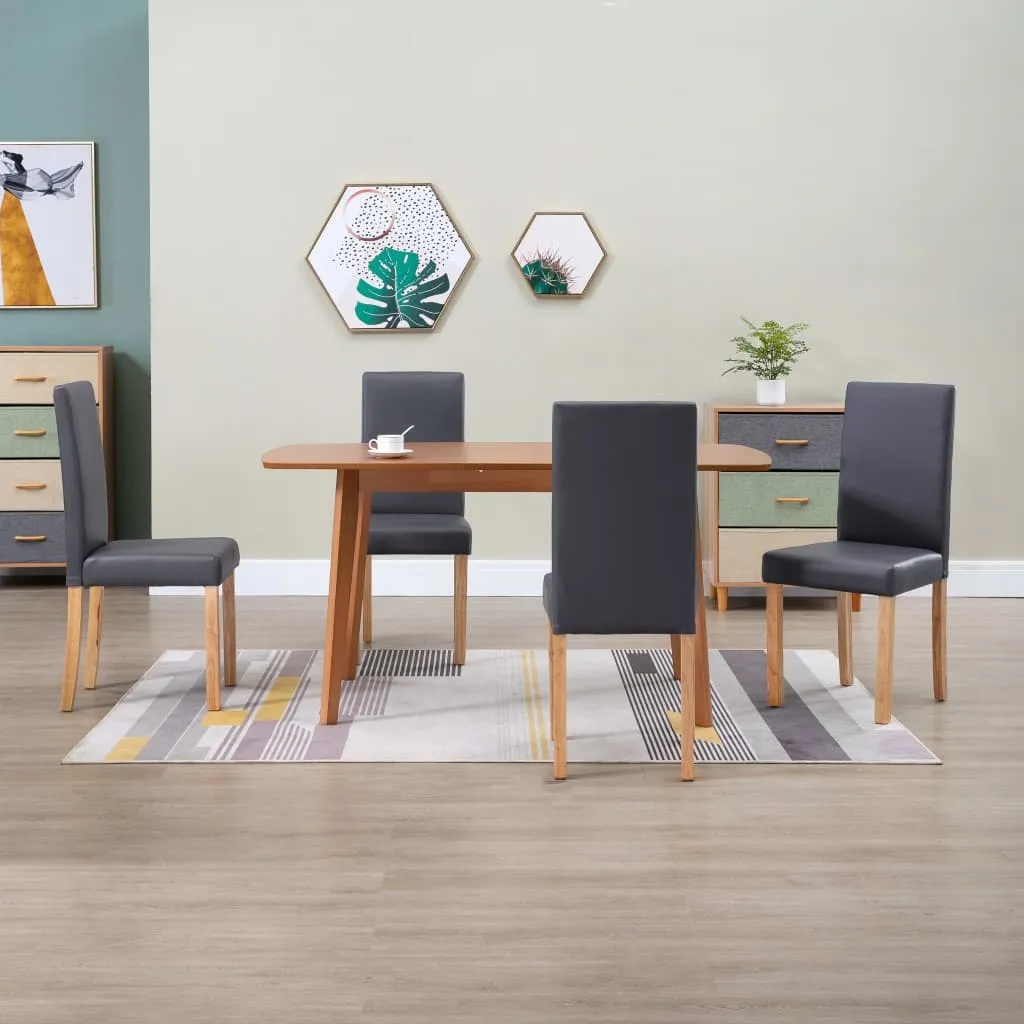 Dining Chairs Side Chair with Wooden Legs for Kitchen Faux Leather