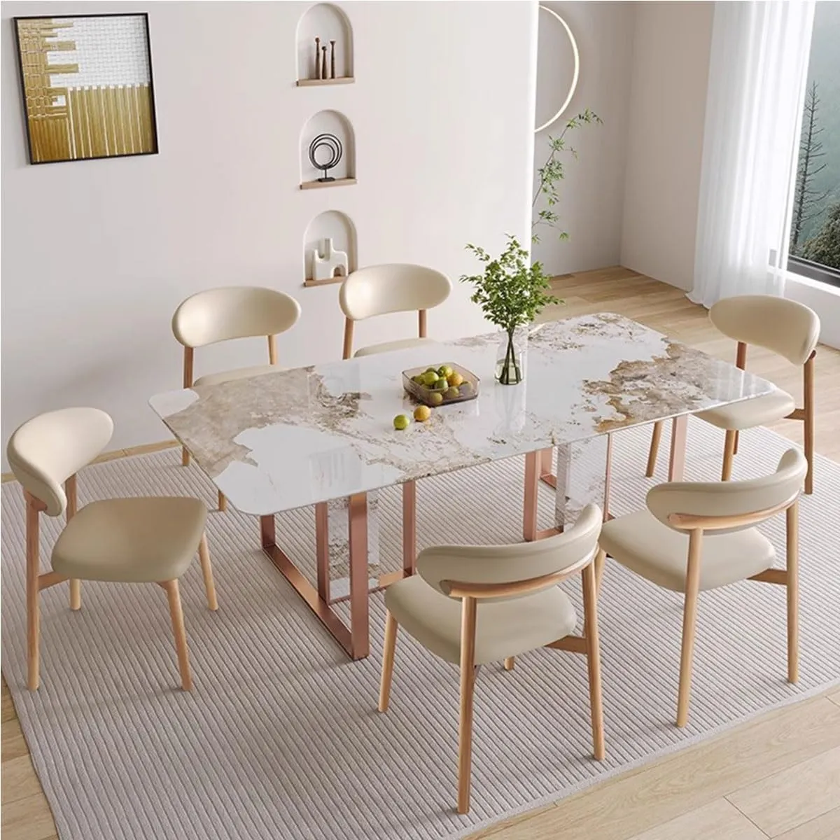 Dining Chairs Solid Wood Study Chair Ergonomic Curved Backrest Corner Chairs Mid-Century Faux Leatehr Accent Chair Armless Side Chairs,Leisure Padded Chair(White)