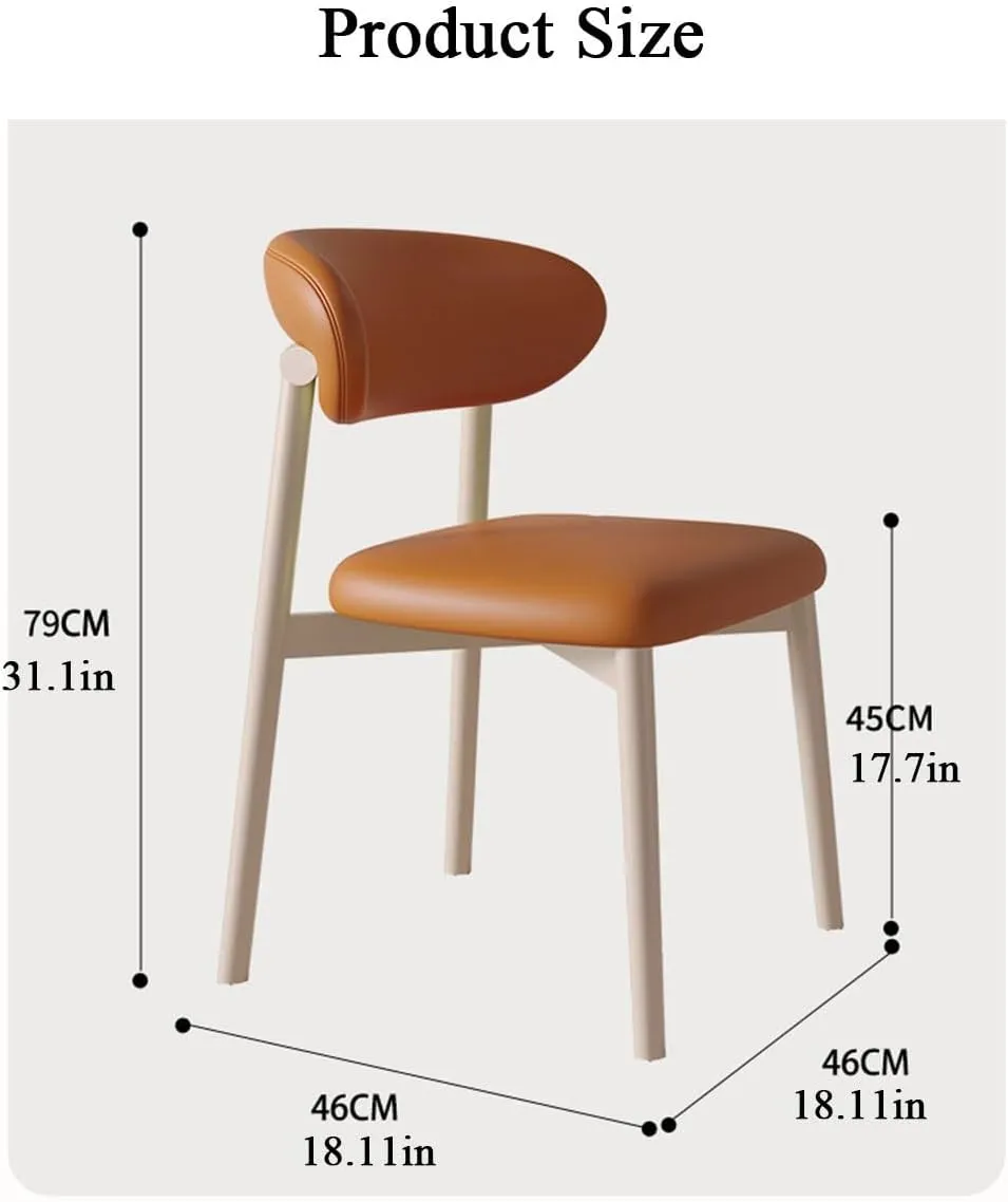 Dining Chairs Solid Wood Study Chair Ergonomic Curved Backrest Corner Chairs Mid-Century Faux Leatehr Accent Chair Armless Side Chairs,Leisure Padded Chair(White)