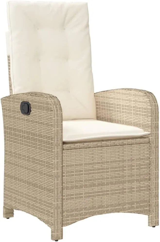 Dinning Chairs Beach Chair Camping Chairs Dining Room Chairs - Reclining Patio Chair with Cushions Beige Poly Rattan for Campsites Outside Beaches Terrace