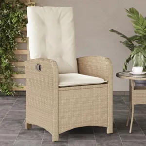 Dinning Chairs Beach Chair Camping Chairs Dining Room Chairs - Reclining Patio Chair with Cushions Beige Poly Rattan for Campsites Outside Beaches Terrace