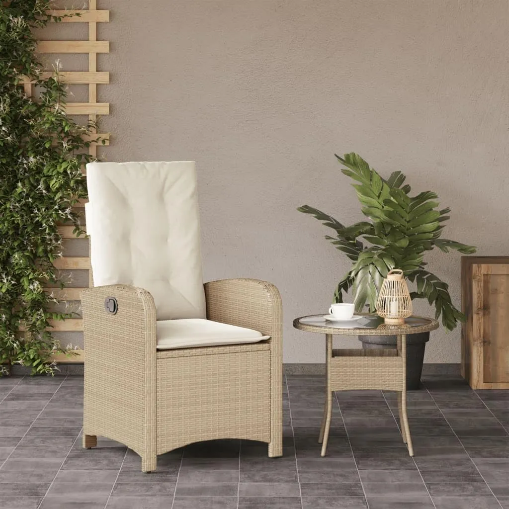 Dinning Chairs Beach Chair Camping Chairs Dining Room Chairs - Reclining Patio Chair with Cushions Beige Poly Rattan for Campsites Outside Beaches Terrace