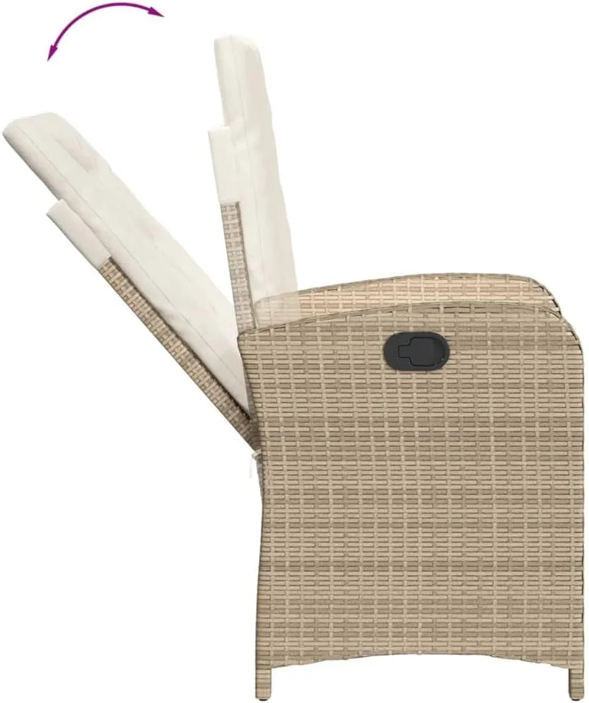 Dinning Chairs Beach Chair Camping Chairs Dining Room Chairs - Reclining Patio Chair with Cushions Beige Poly Rattan for Campsites Outside Beaches Terrace