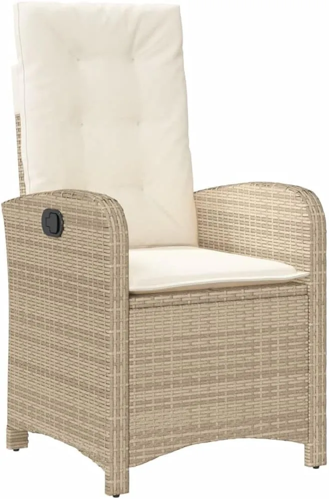 Dinning Chairs Beach Chair Camping Chairs Dining Room Chairs - Reclining Patio Chairs 2 pcs with Cushions Beige Poly Rattan for Campsites Outside Beaches Terrace