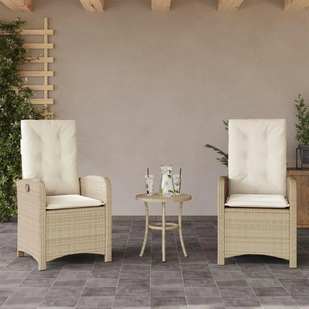Dinning Chairs Beach Chair Camping Chairs Dining Room Chairs - Reclining Patio Chairs 2 pcs with Cushions Beige Poly Rattan for Campsites Outside Beaches Terrace