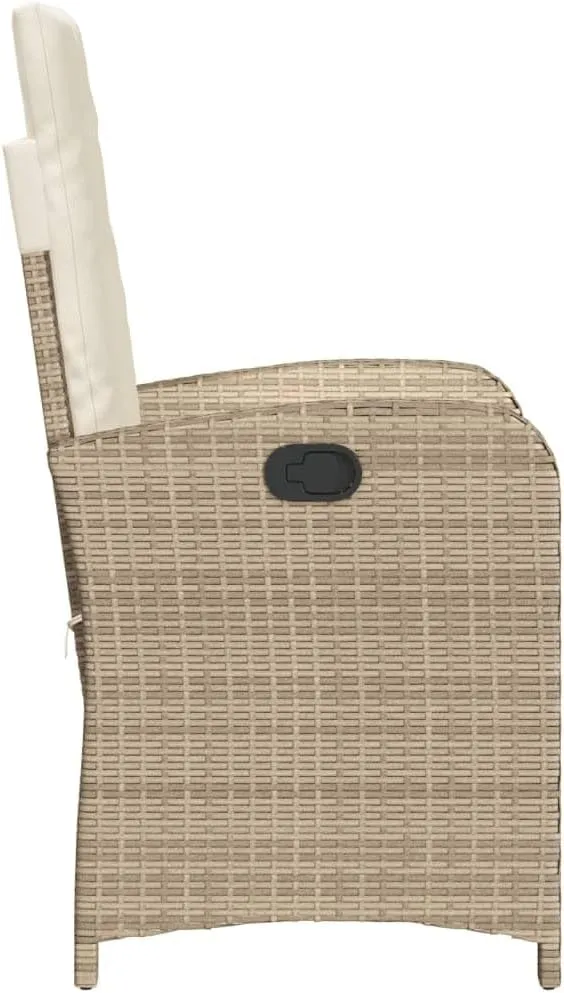 Dinning Chairs Beach Chair Camping Chairs Dining Room Chairs - Reclining Patio Chairs 2 pcs with Cushions Beige Poly Rattan for Campsites Outside Beaches Terrace